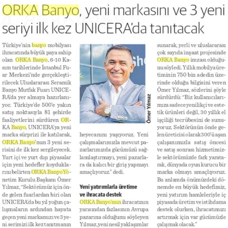 ORKA Bathroom présentera pour la première fois sa nouvelle marque et 3 nouvelles séries à UNICERA !